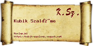 Kubik Szalóme névjegykártya